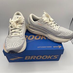Brooks Womens Adrenaline GTS 24 Grey/BlueRibbon/Peach Running Shoes Sz 9 B